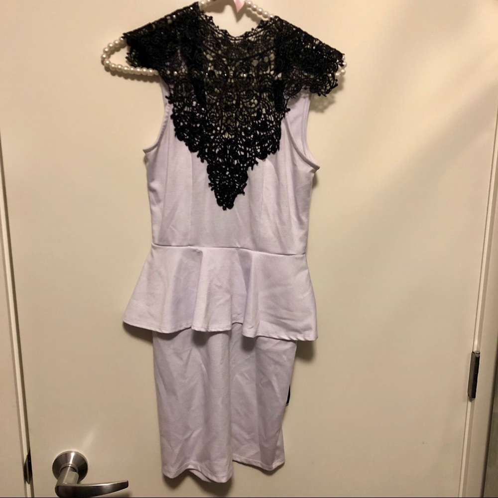 Black Lace White Peplum Dress